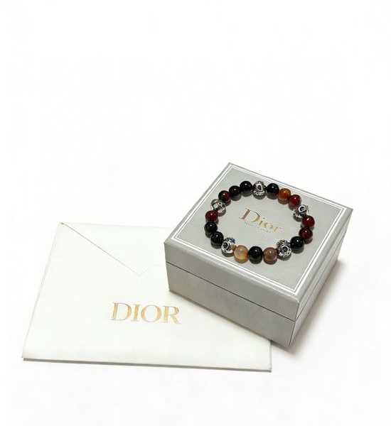 Christian Dior CD Vintage Agate Thai Silver Style Bracelet