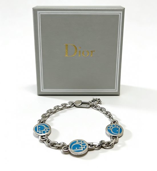 Christian Dior CD Vintage Retro Silver Bracelet