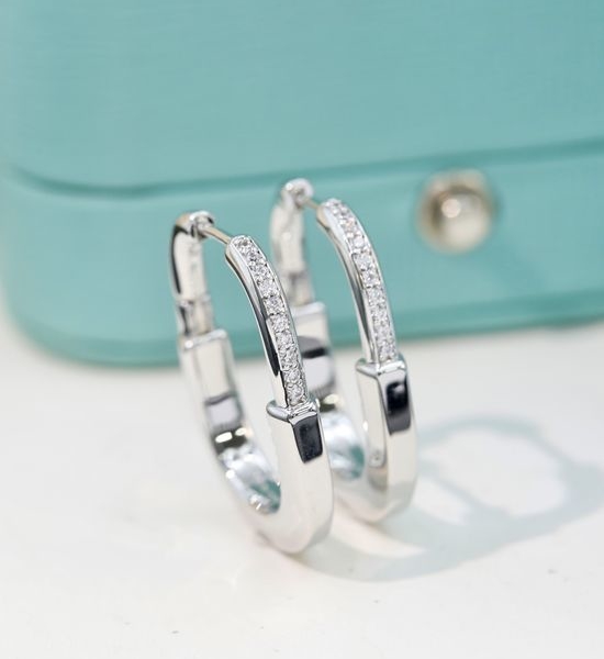 Fendi Padlock Design Diamond Inlaid Earrings