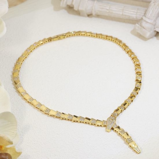 Bvlgari Diamond Encrusted Snake Shape Necklace
