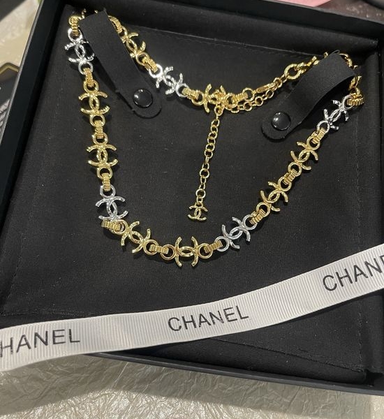 Chanel Vintage Style Two-tone Smooth Pendant Necklace