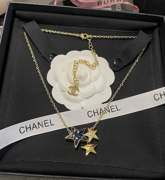 Chanel Blue Rhinestone Star Necklace