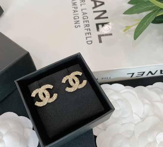 Chanel Classic 925 Silver Needle Stud Earrings Luxury Jewelry
