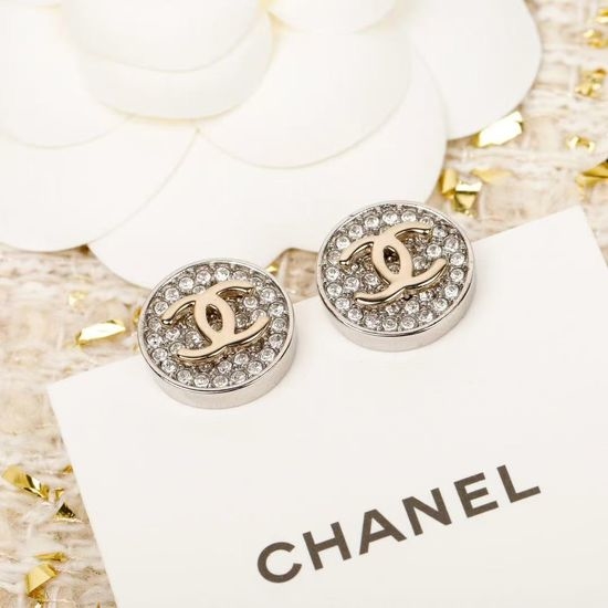 Chanel Round Resin Contrast Stud Earrings Classic Jewelry