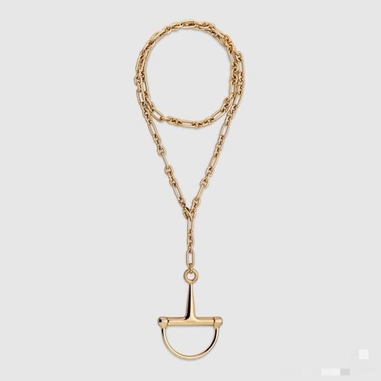 Gucci Polished Metal Long Chain Necklace