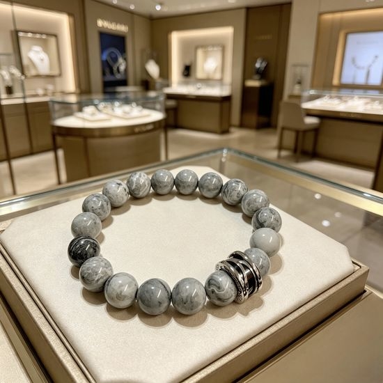 Bvlgari Natural Stone Inlaid Bracelet Elegant Casual Style