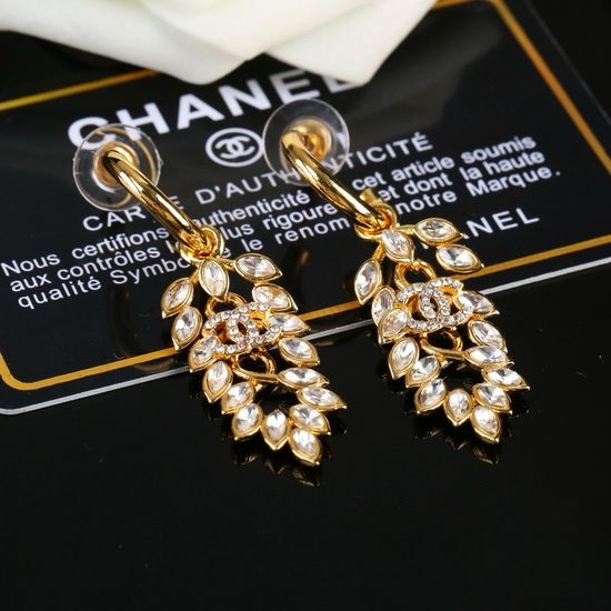 Chanel Leaf Shape Stud Earrings Exquisite Craft