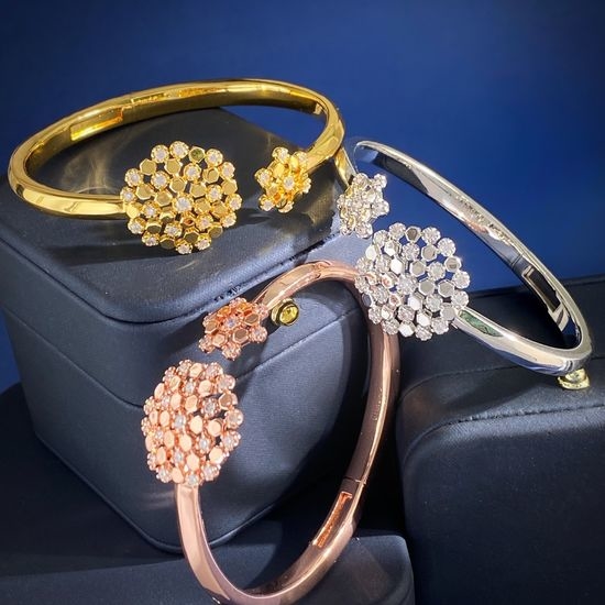 Chaumet Honeycomb Pattern Open Bangle Bracelet