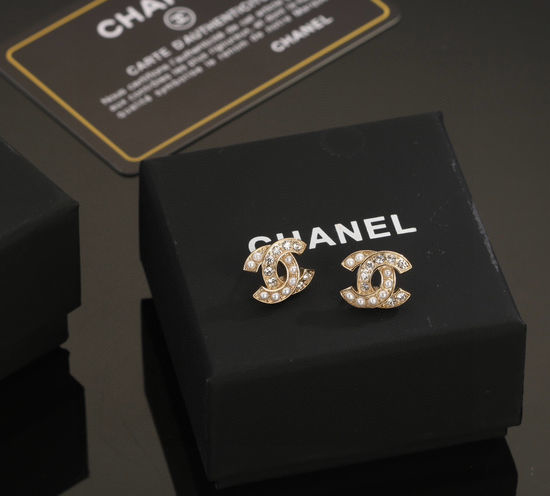 Chanel Classic Sparkling Double C Stud Earrings