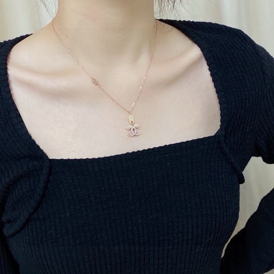 Chanel Rhinestone Inlaid Delicate Thin Necklace
