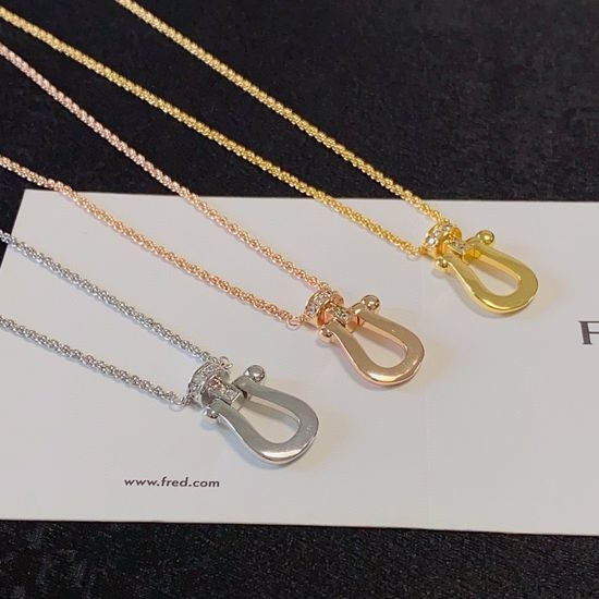 Fred Half Diamond Horseshoe Buckle Necklace