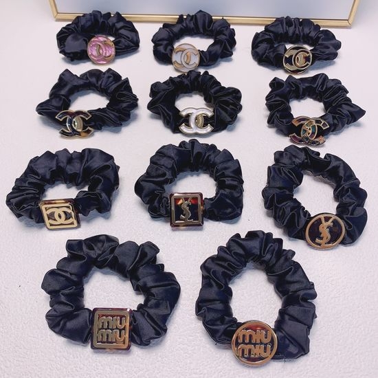 Chanel Logo Metal Hair Scrunchie Elastic Single