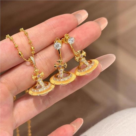 Vivienne Westhood Saturn Design Crown Ball Pendant Necklace