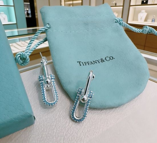 Tiffany & Co. Zircon Inlaid Elegant Stud Earrings