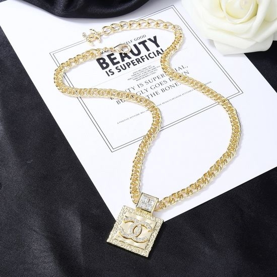 Chanel Classic Double Logo Pendant Necklace