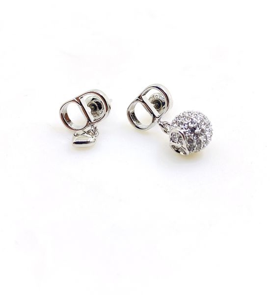 Christian Dior CD White Gold Heart Ball Earrings