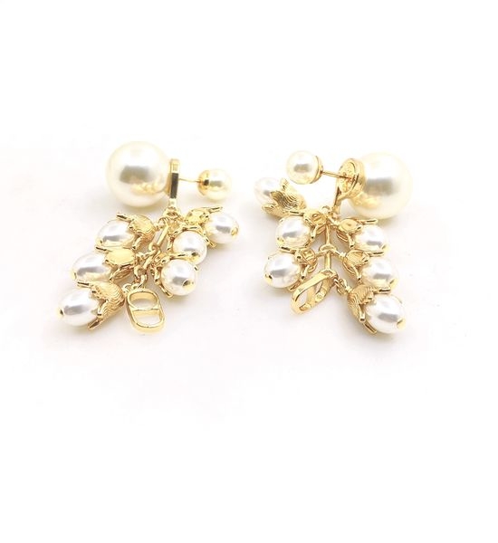Christian Dior CD Pearl Tassel Pendant Earrings