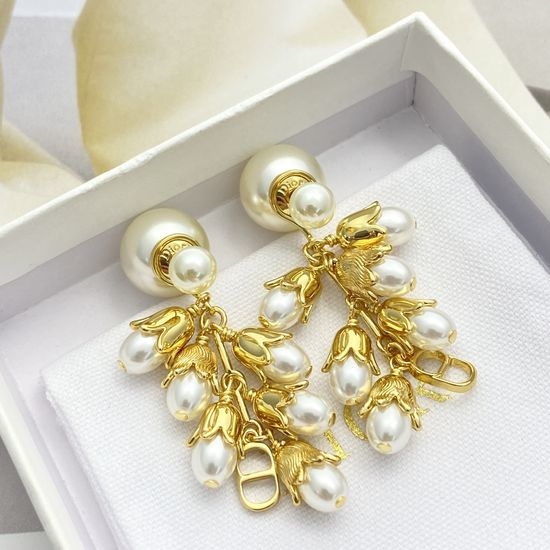 Christian Dior CD Grape Pearl Asymmetric Earrings