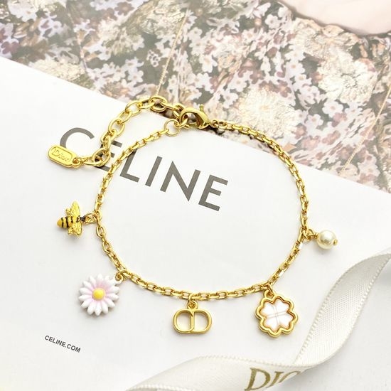 Christian Dior CD Gold CD Bee Daisy Multi-element Bracelet