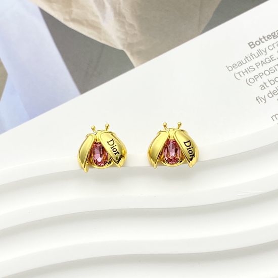 Christian Dior CD Pink Crystal Stud Earrings Vintage Style