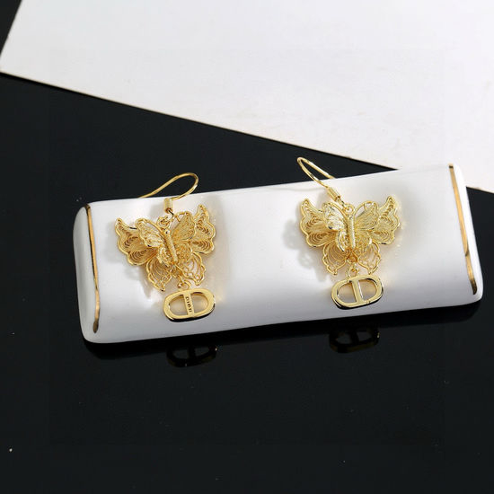 Christian Dior CD Butterfly Stud Earrings Exquisite Craft
