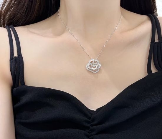 Chanel Hollow Camellia Pendant Necklace Elegant Design