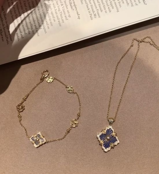 Buccellati Large Blue Enamel Diamond Theater Necklace