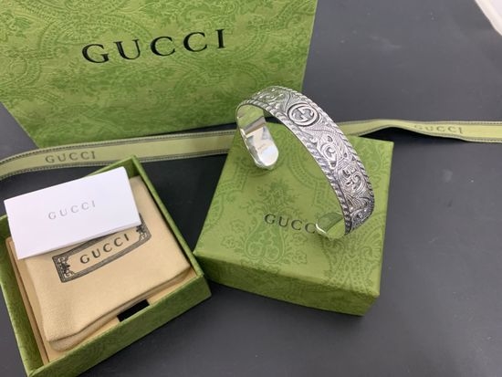 Gucci Vintage Engraved Wide Bangle Bracelet