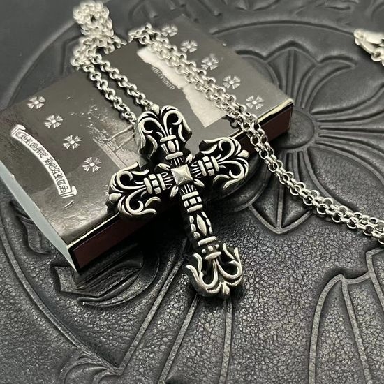 Chrome Hearts Flame Cross Pendant Necklace