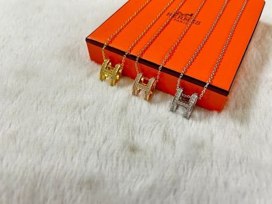 Hermes Initial Full Diamond Necklace Fine Jewelry