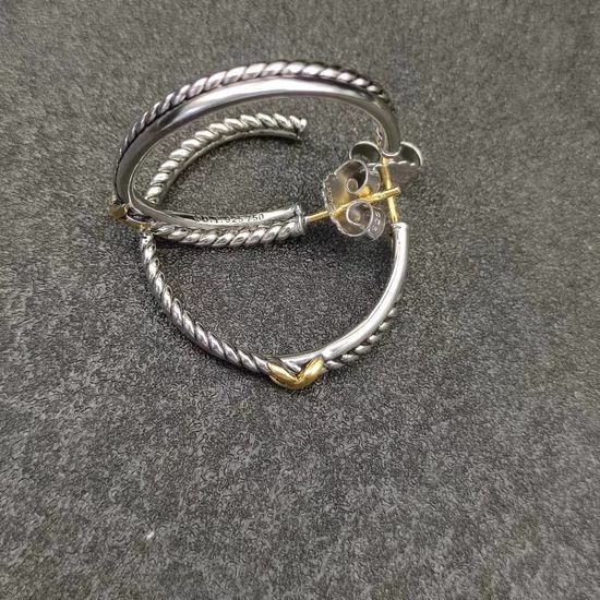 David Yurman Silver X Diamond Twisted Earrings