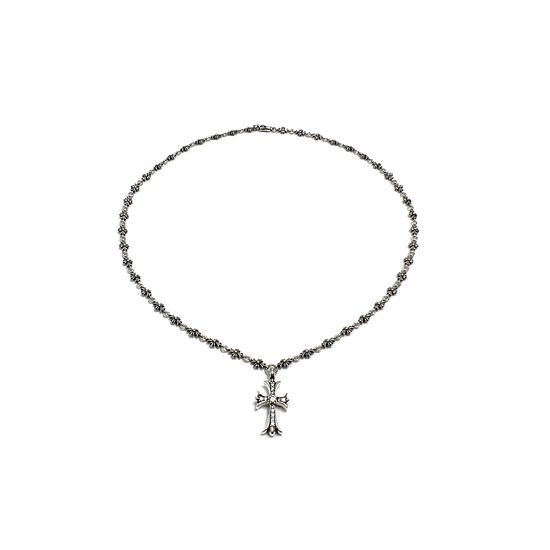 Chrome Hearts White Diamond Cross Pendant Necklace