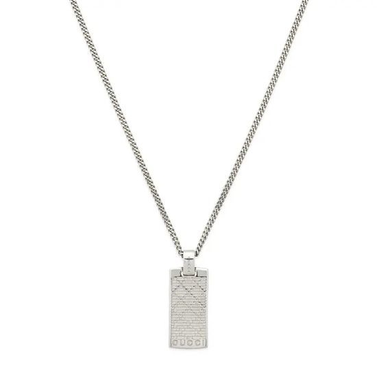 Gucci Diamond Quilted Pattern Pendant Necklace
