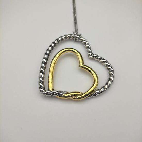 David Yurman Two Tone Double Heart Necklace