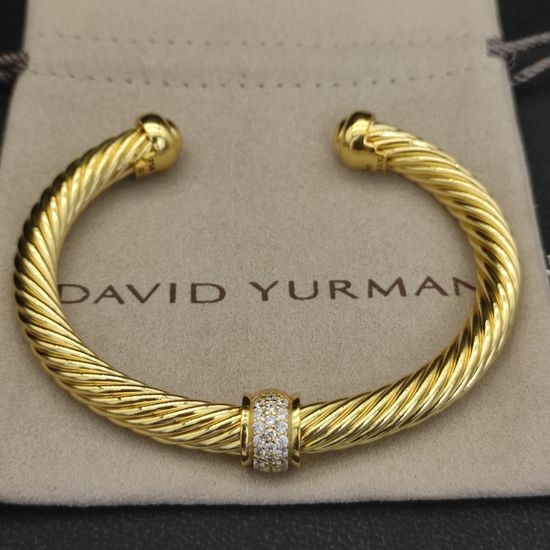 David Yurman Bead Design White Diamond Round Bangle