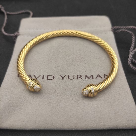 David Yurman Gold Diamond Half Bangle Bracelet