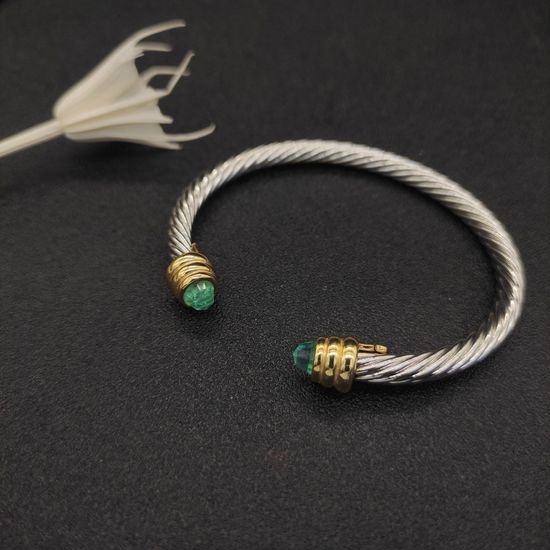 David Yurman Blue Crystal Inlaid Round Head Bangle