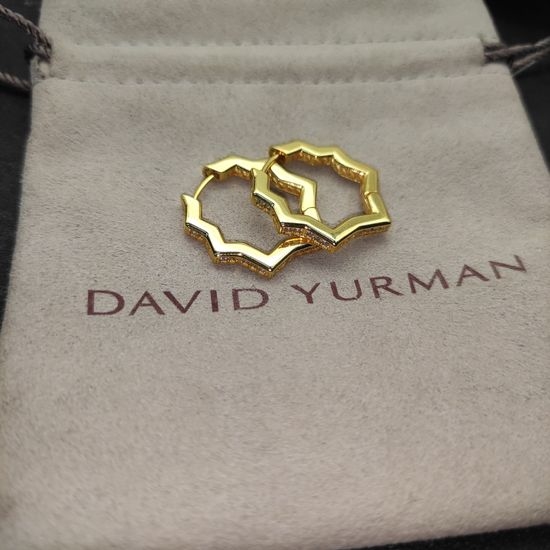 David Yurman Gold Hexagonal Drop Earrings