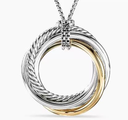David Yurman Two Tone Four Ring Necklace