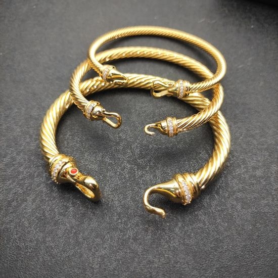 David Yurman Gold Diamond Hook Bangle