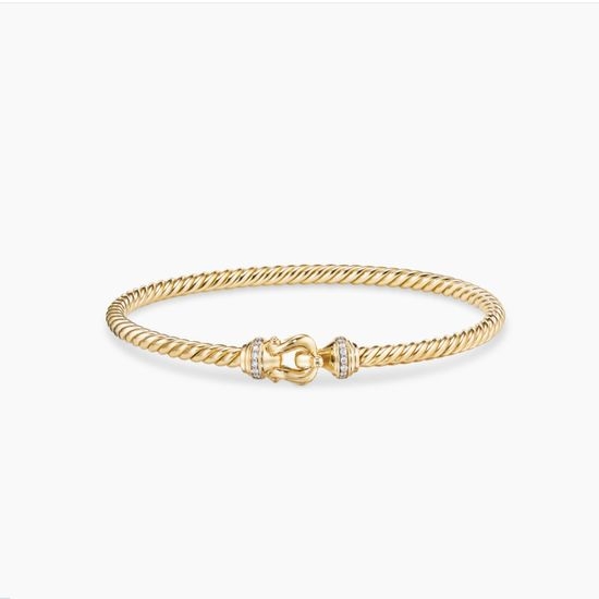 David Yurman Gold Diamond Hook Tip Bracelet