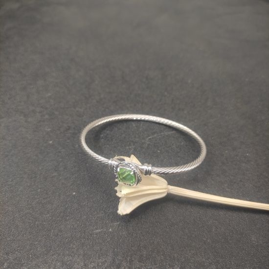 David Yurman Twisted Green Diamond Bangle