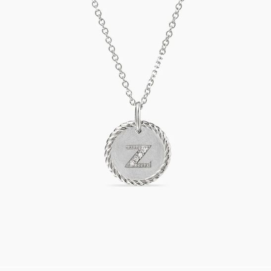 David Yurman Diamond Accent Initial Z Pendant Necklace