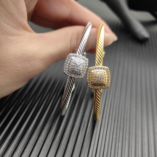 David Yurman Pave Square Diamond Twisted Bangle
