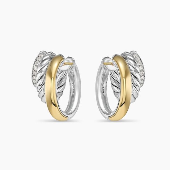 David Yurman Two-tone Three Connected Hoop Earrings