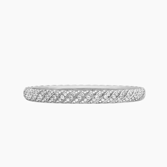 David Yurman Silver Diamond-accented Wave Bangle Classic Jewelry