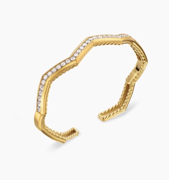David Yurman Gold Rhinestone Cuff Bangle