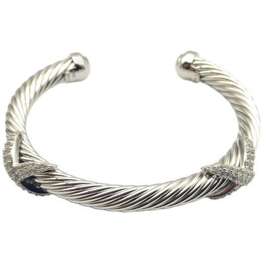 David Yurman Silver Dual X Rhinestone Bangle