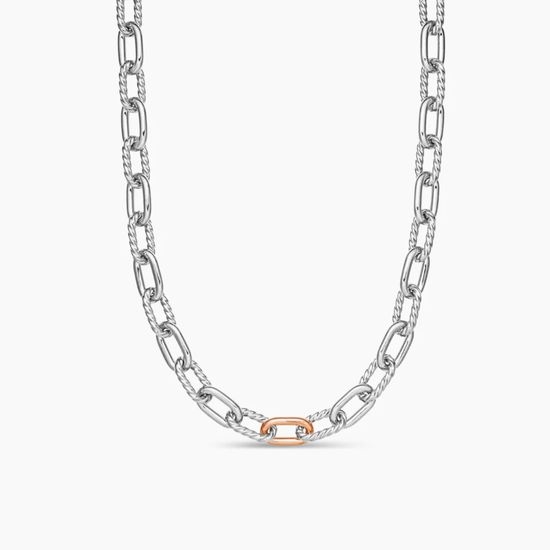 David Yurman Two-Tone Rose Gold Link Chain Necklace