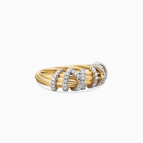 David Yurman Golden Twisted Curved Edge Ring